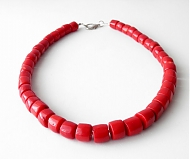 Biżuteria z korala korale ludowe - Czerwony wałek 